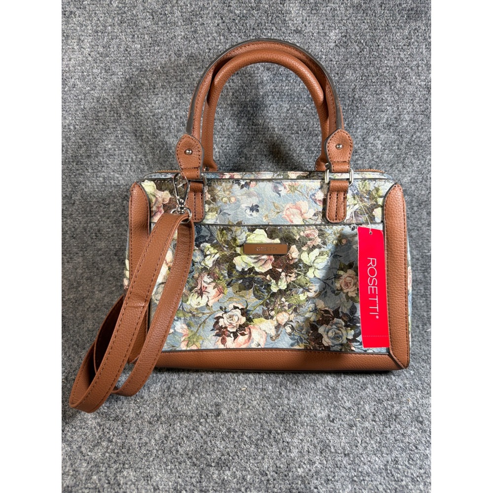 Rosetti Irene Satchel Palace and Garden Floral Cognac Brown Handbag NWT